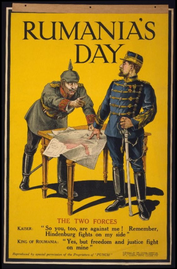 Ein britisches Propaganda-Poster zum Kriegseintritt von Rumänien