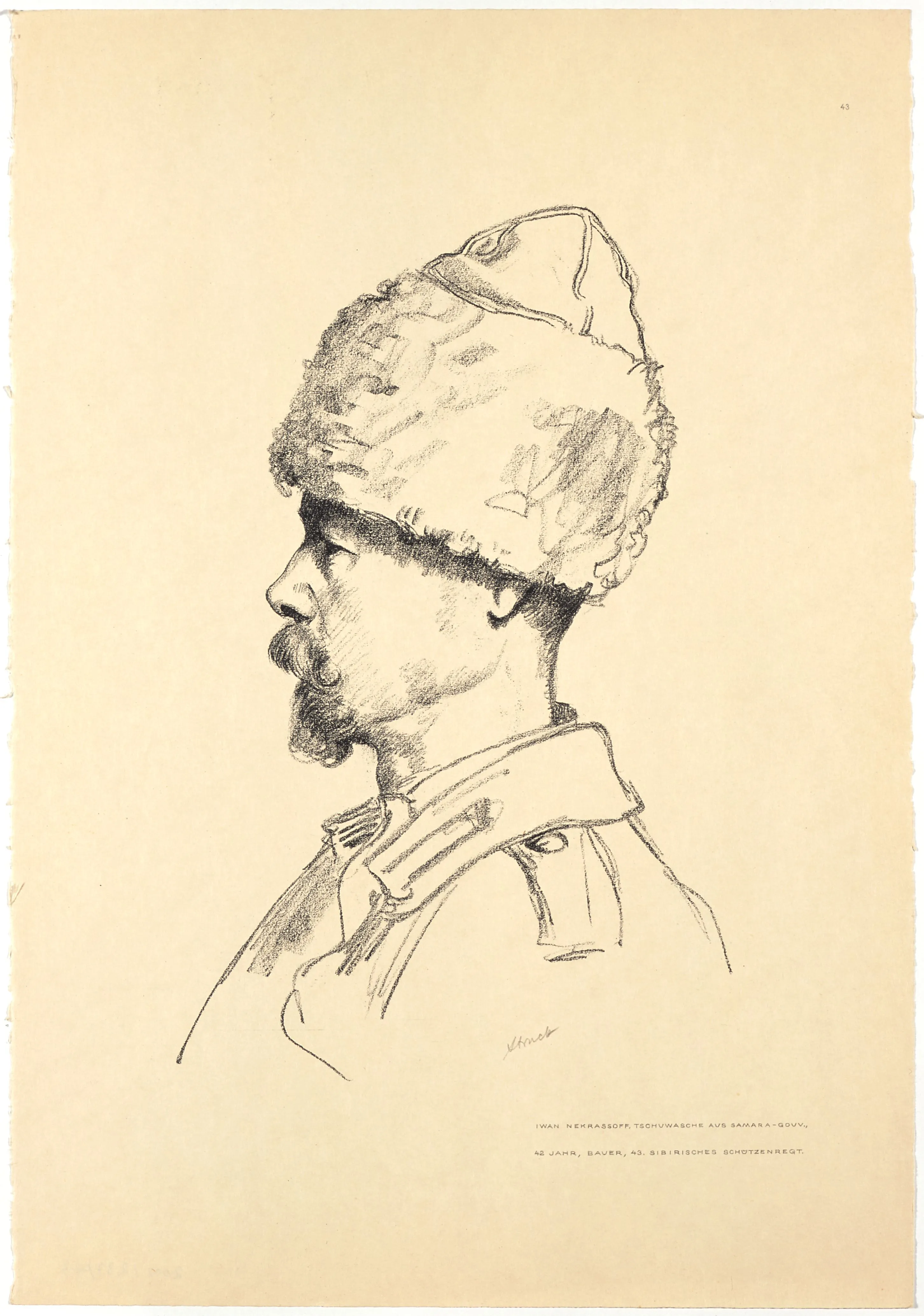 Portraitzeichnung Iwan Nekrasow - russischer Kriegsgefangener