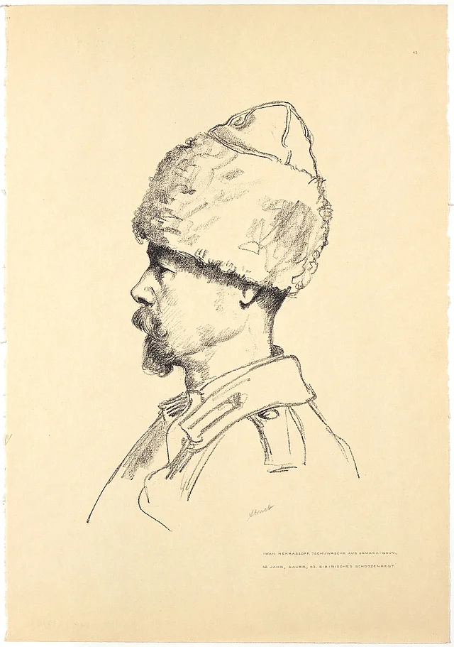Portraitzeichnung Iwan Nekrasow - russischer Kriegsgefangener