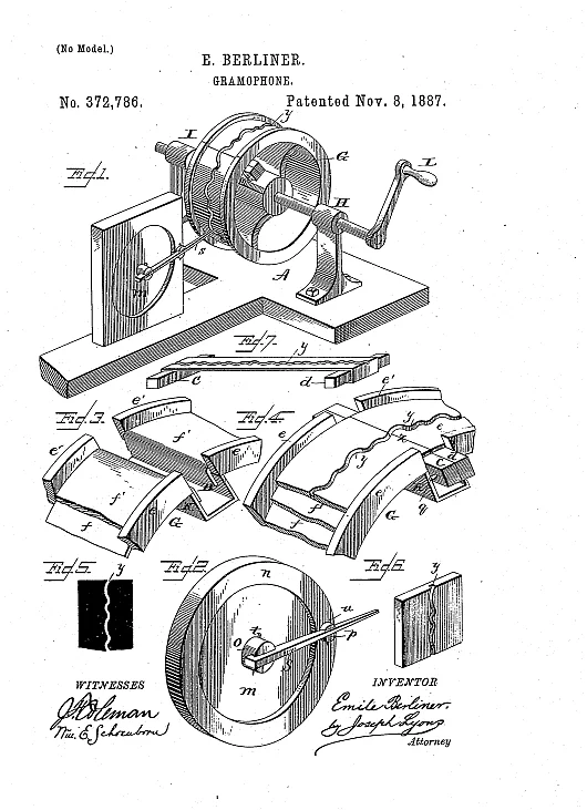Das von Emil Berliner eingereichte Patent (Auszug)