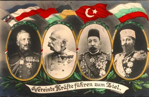 Propagandapostkarte der Herrscher des Vierbundes