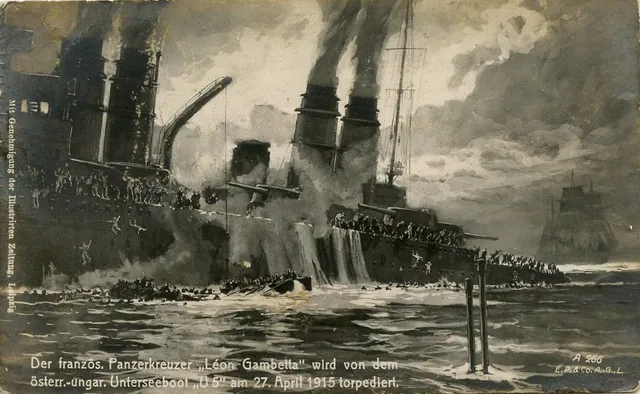 Versenkung des französischen Kreuzers Leon Gambetta durch SM U-5