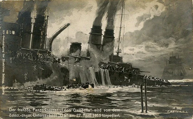 Versenkung des französischen Kreuzers Leon Gambetta durch SM U-5