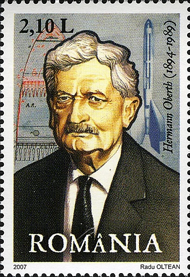 Eine rumänische Briefmarke zu Ehren von Hermann Oberth 