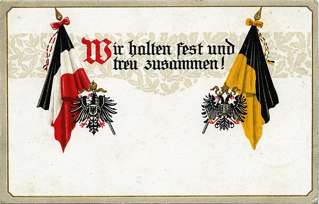 Der Zweibund - Postkarte zum Bündnis zwischen Österreich-Ungarn und dem Deutschen Reich
