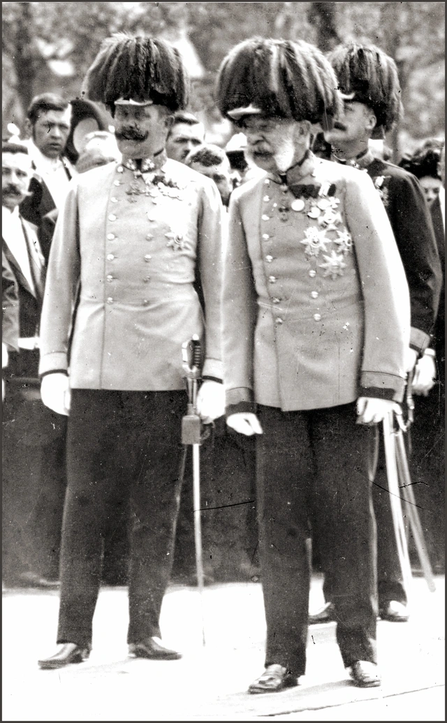Kaiser Franz Joseph und der Thronfolger Erzherzog Franz Fedinand