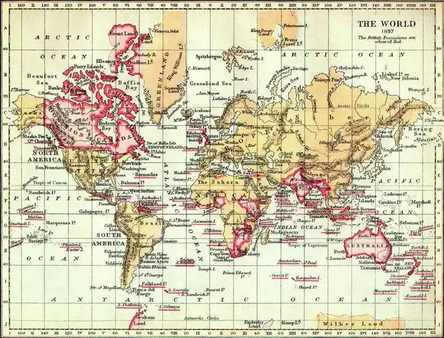 The British Empire 1897 - Weltkarte mit Großbritanniens Kolonien