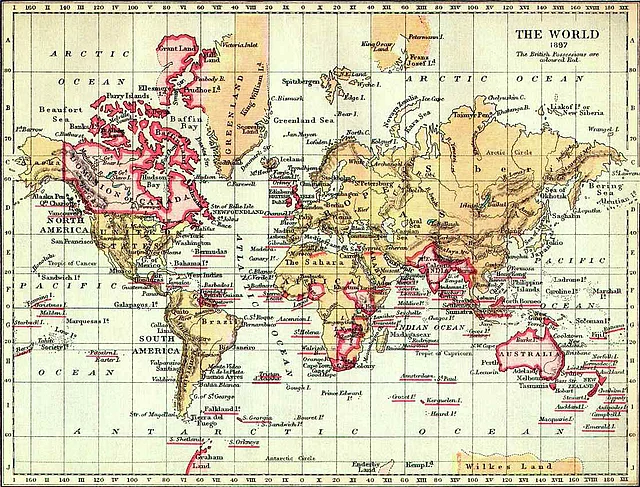 The British Empire 1897 - Weltkarte mit Großbritanniens Kolonien