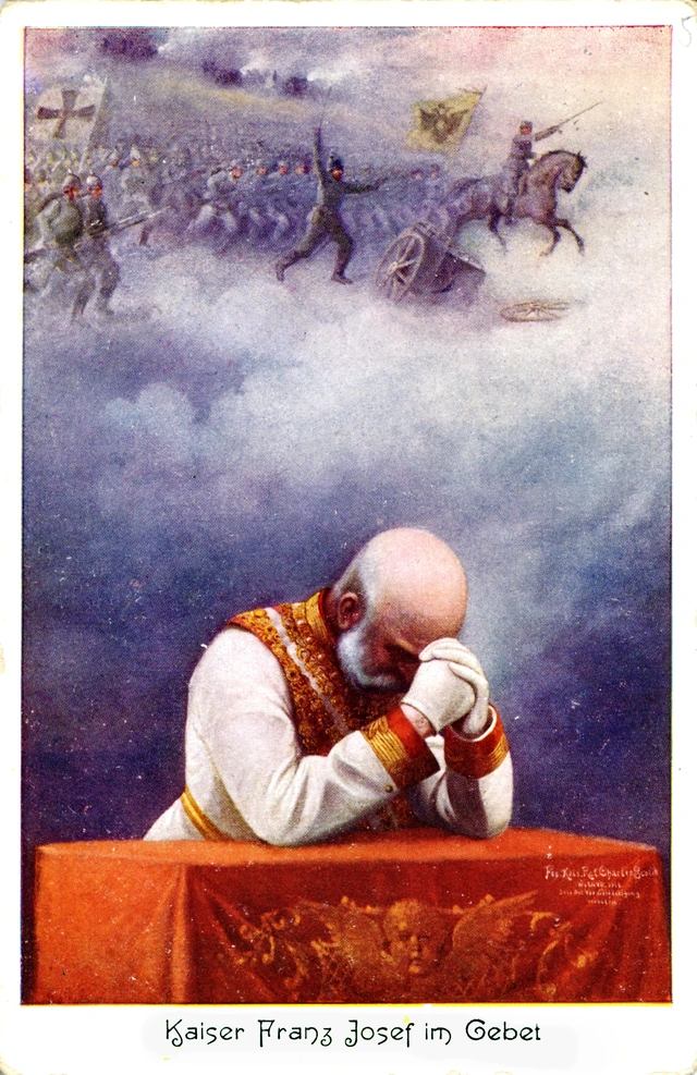 Patriotische Postkarte - Kaiser Franz Joseph I. betend