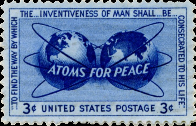 Blaue US-Briefmarke" ...den Weg zu finden, auf dem der ...Erfindungsreichtum des Menschen ...seinem Leben geweiht werden soll" - "...to find the way by which the...inventiveness of man shall...be...consecrated to his life"