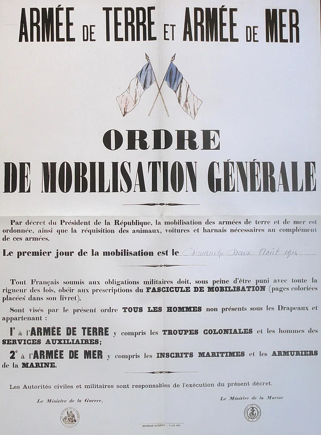 Das Plakat der französischen Mobilmachung.