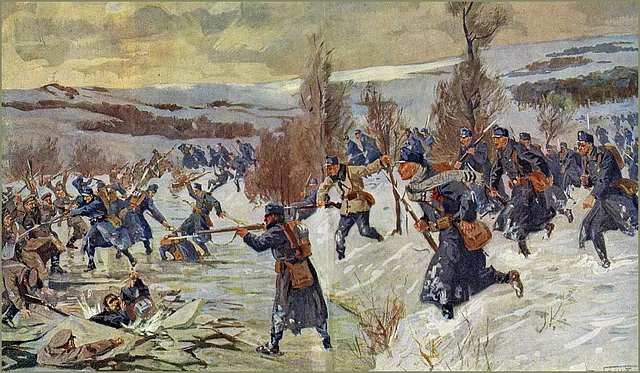 Der Kampf auf dem Eise der Latorcza am 28. Dezember 1914