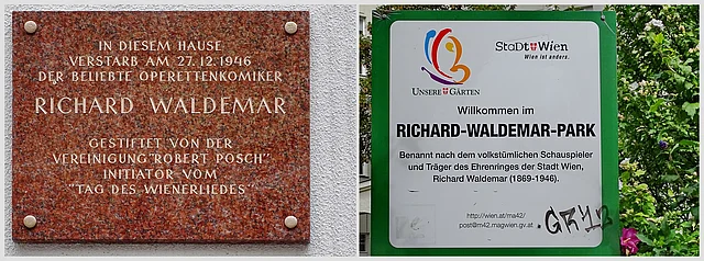Waldemar -Gedenken, Gedenktafel am Sterbehaus und der Richard-Waldemar-Park