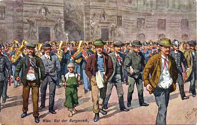 Menschenmenge bei der "Burgmusik" - der Wachablöse in der Wiener Hofburg