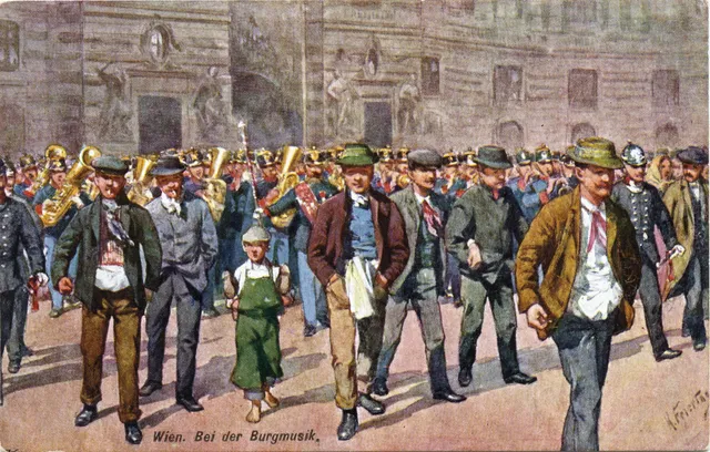 Menschenmenge bei der "Burgmusik" - der Wachablöse in der Wiener Hofburg