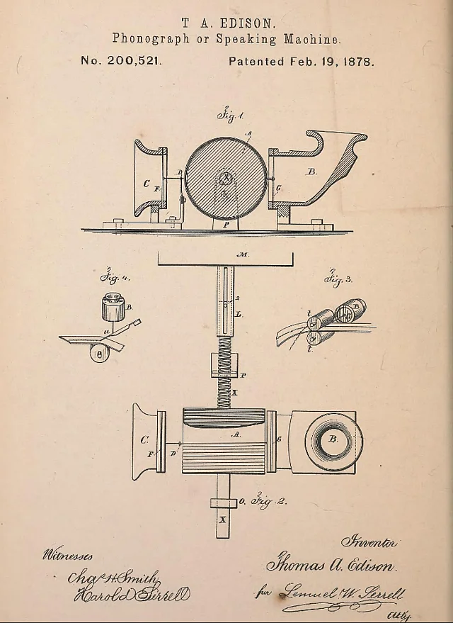 Edisons Patent für den Phonographen