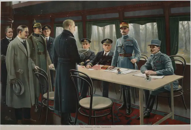 Die Unterzeichnung des Waffenstillstandes am 11. November 1918.