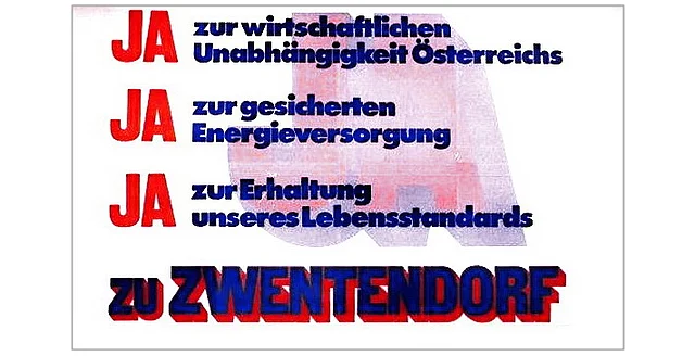 Plakat zur Abstimmung über das AKW Zwentendorf 1978.