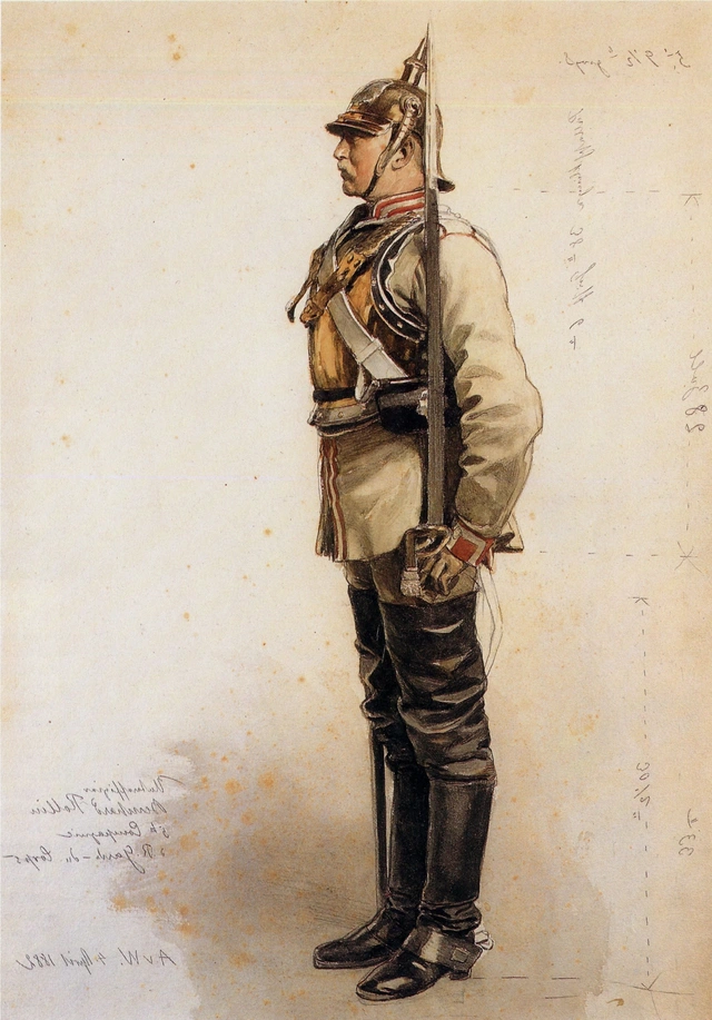 Garde-du-Corps Kürassier 1882, Aquarell von Anton von Werner