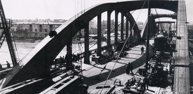  Floridsdorfer Brücke (Malinowskibrücke): Bauarbeiten auf der Stahlbogenbrücke