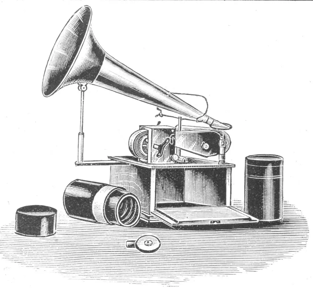 Phonograph mit Wachswalzen