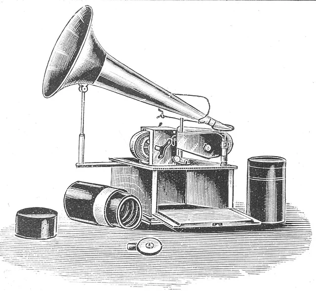 Phonograph mit Wachswalzen