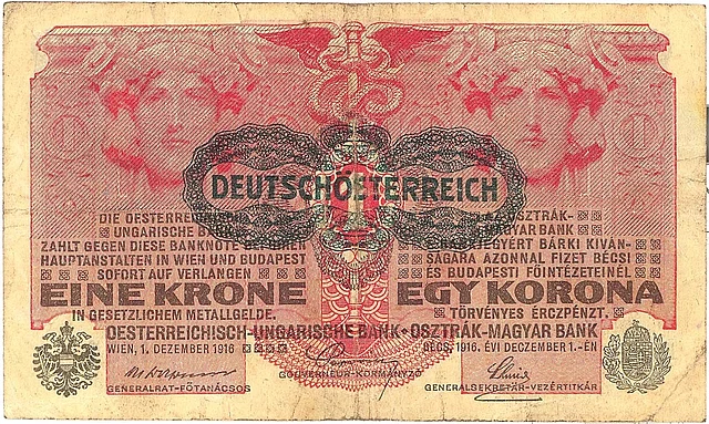 Umgestempelter Geldschein als neues Geld der Republik