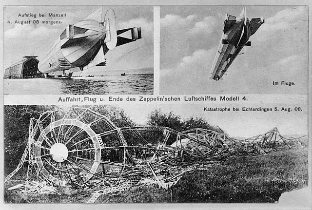 Postkarte über den Absturz der Zeppelin LZ4