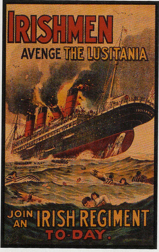 Britisches Propaganda-Plakat zur Versenkung der RMS Lusitania