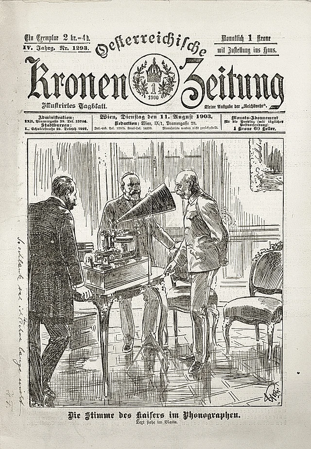 Kaiser Franz Joseph spricht in den Phonographen