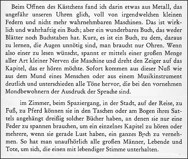 Text: Die Reise zu den Mondstaaten und Sonnenreichen, 1657, 1662