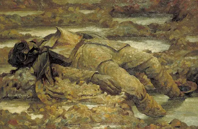 Gassed: "in arduis fidelis" - Gemälde von Gilbert Rogers