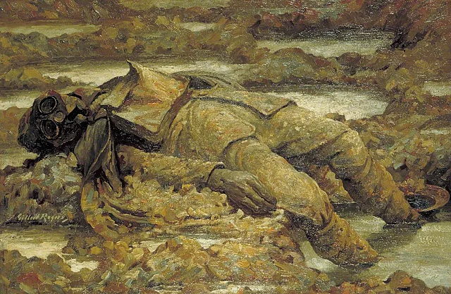 Gassed: "in arduis fidelis" - Gemälde von Gilbert Rogers