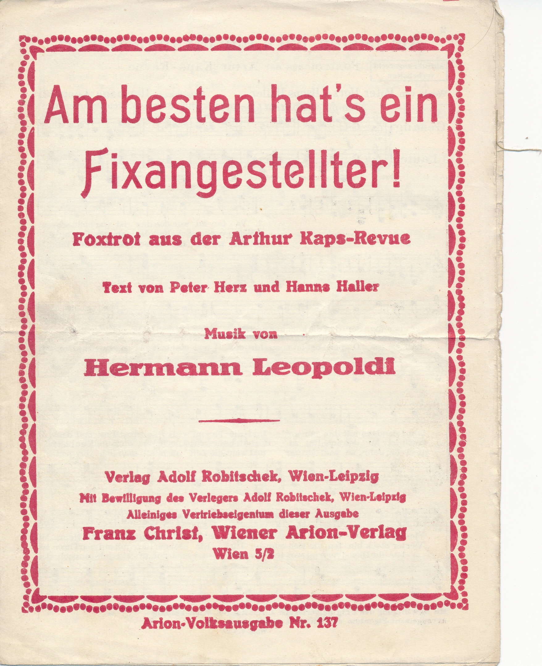 Notencover: ''Am besten hat's ein Fixangestellter''