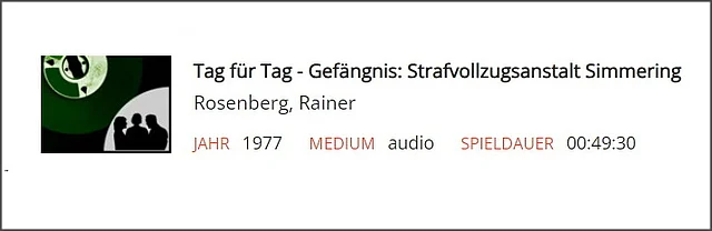 Kurztitelanzeige im Katalog der Österreichischen Mediathek