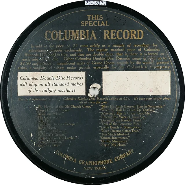 Label der „Special Columbia Record“