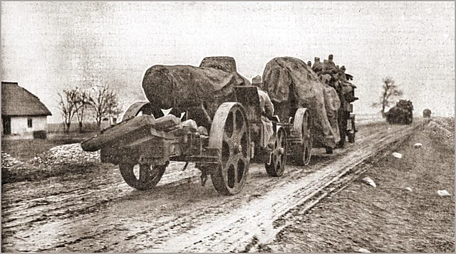 30,5 cm Mörserbatterie auf dem Vormarsch