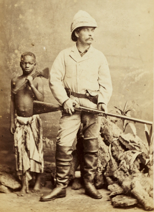 Henry Morton Stanley und sein Adoptivsohn Kalulu im Jahr 1872
