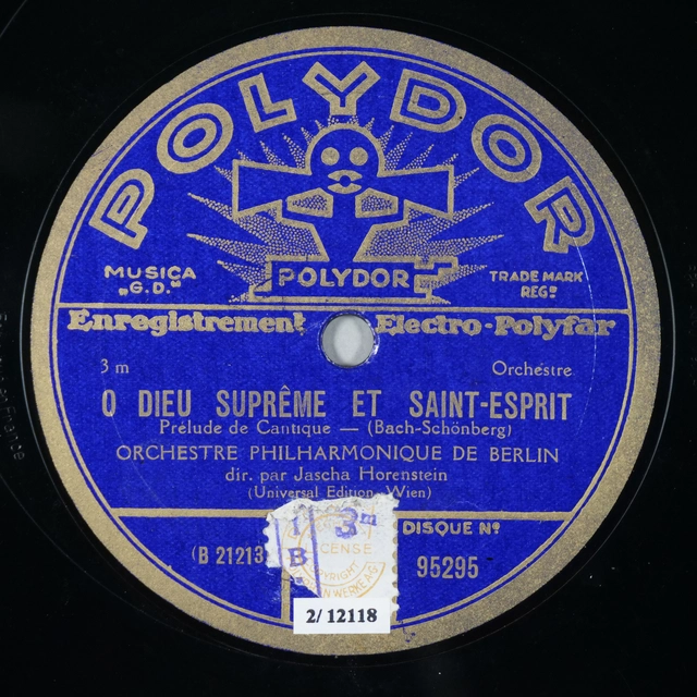 Labelscan der Aufnahme für Polydor ca. 1929; Jascha Horenstein dirigiert die Berliner Philharmoniker 