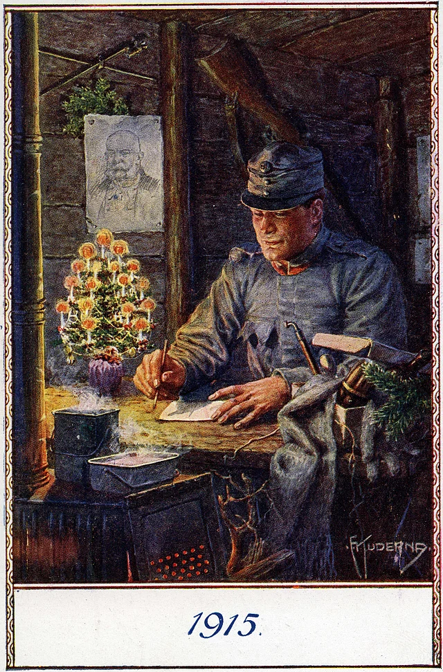 Österreich-ungarische Propagandapostkarte zur Kriegsweihnacht 1915