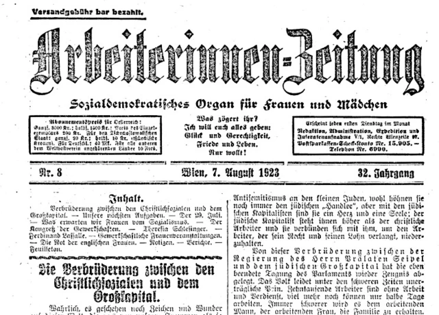 <p>Arbeiterinnnen-Zeitung vom 7. August 1923</p>