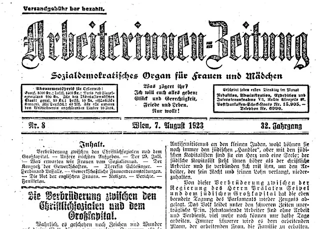 <p>Arbeiterinnnen-Zeitung vom 7. August 1923</p>