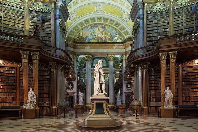 Fotografie des Prunksaals der Österreichischen Nationalbibliothek