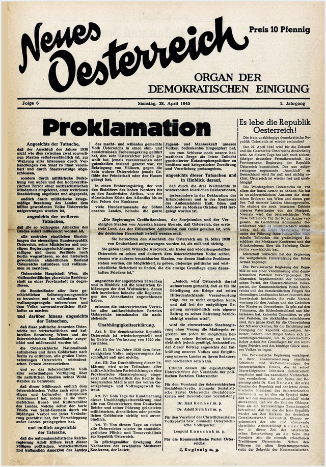 <p>Neues Österreich, 28.duben 1945</p>