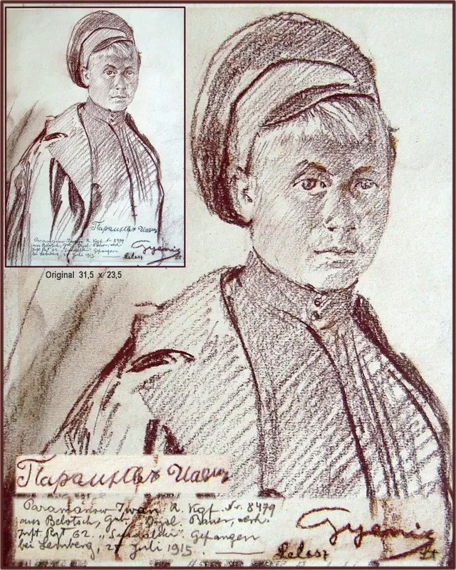 Portraitzeichnung Iwan Paramanow - russischer Kriegsgefangener