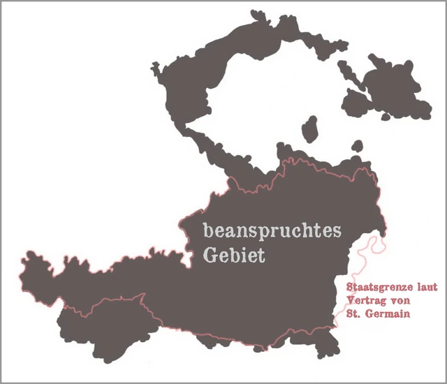 Karte von Deutschösterreich, inklusive der Sudetengebiete