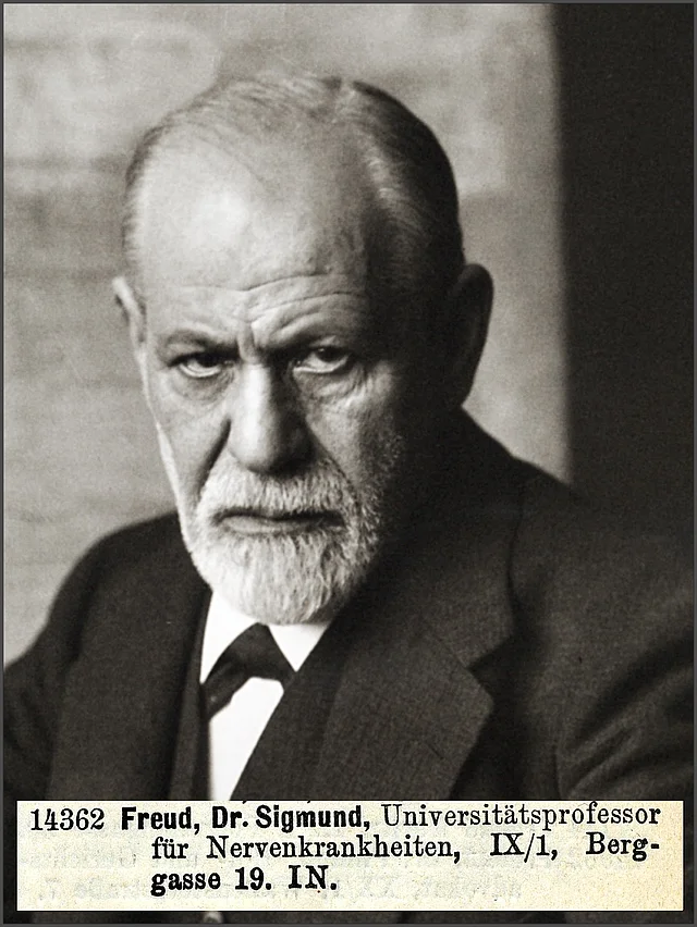 Foto von Sigmund Freud (Foto: Ferdinand Schmutzer), 1926, und Eintragung in Telefonbuch