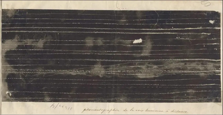 Phonautographie de la voix humaine à distance – Ein mit einem Phonauto­graphen herge­stelltes Phon­auto­gramm von Édouard-Léon Scott de Martinville (1857)