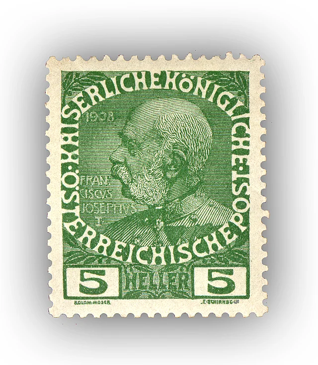 5 Heller Briefmarke mit Kaiser Franz Joseph I.