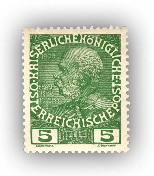 5 Heller Briefmarke mit Kaiser Franz Joseph I.
